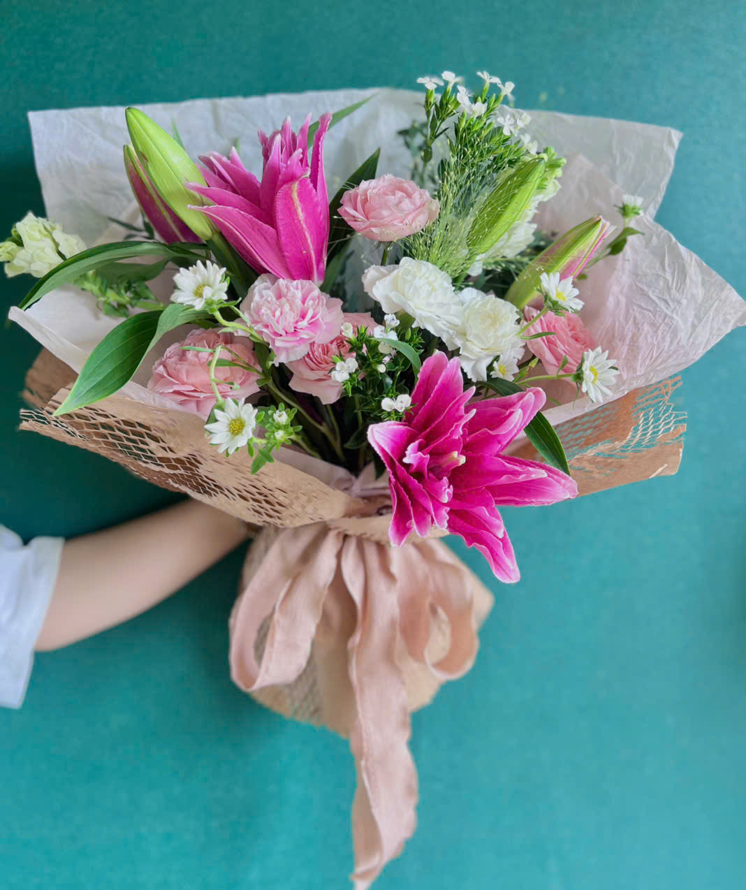 Bó hoa ly kép hồng