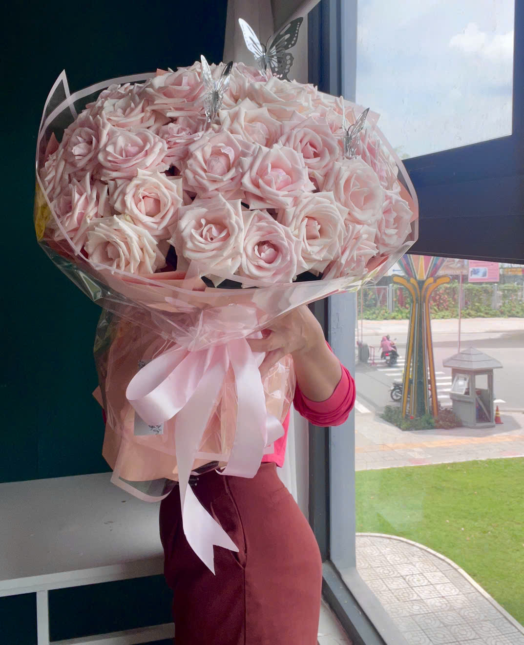 Hoa hồng tròn pastel lớn 50 bông