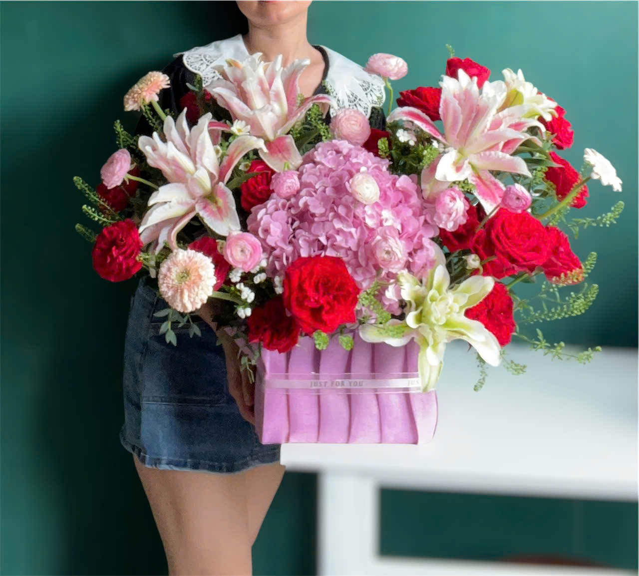 Hộp hoa Cẩm tú cầu thiết kế 
