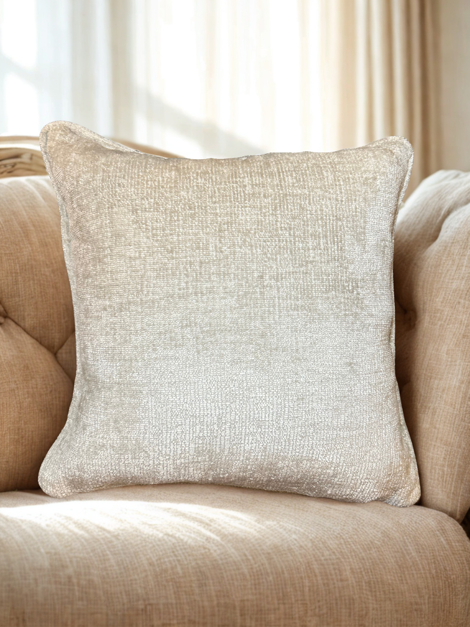 Sierkussen Dune - Rijke chenille in champagne kleur