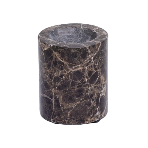 Artisan Marmer Waxinelichthouder - Elegante Bruine Natuursteen - Medium