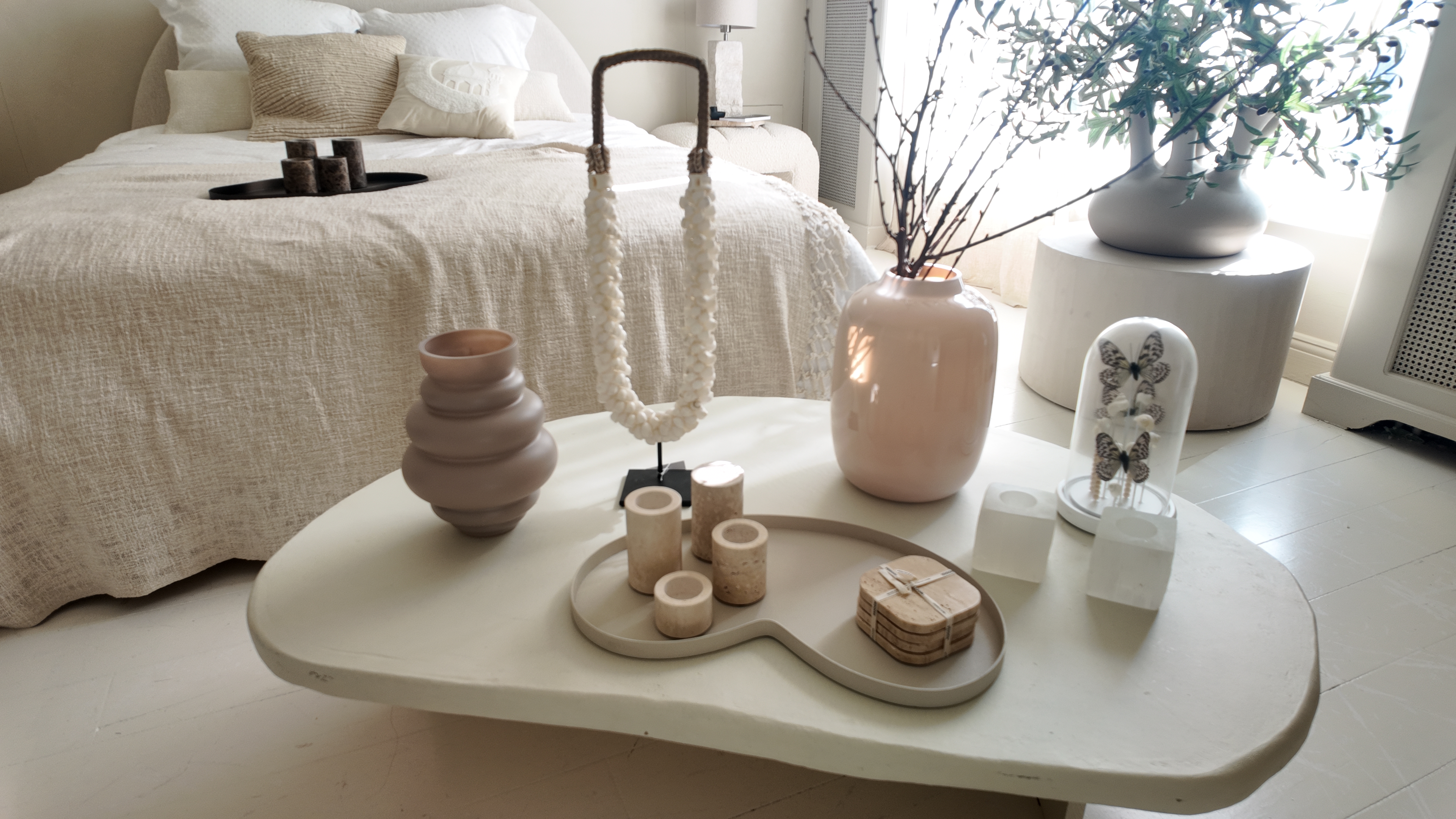 Organische Travertijn Onderzetters Set - Mediterrane Natuursteen Collectie