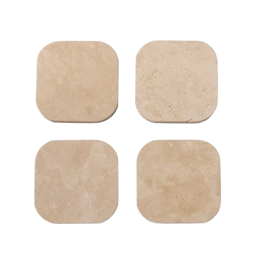 Organische Travertijn Onderzetters Set - Mediterrane Natuursteen Collectie
