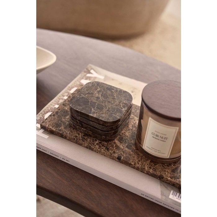 Organische Marmer Onderzetters Set - Bruine Natuursteen Collectie