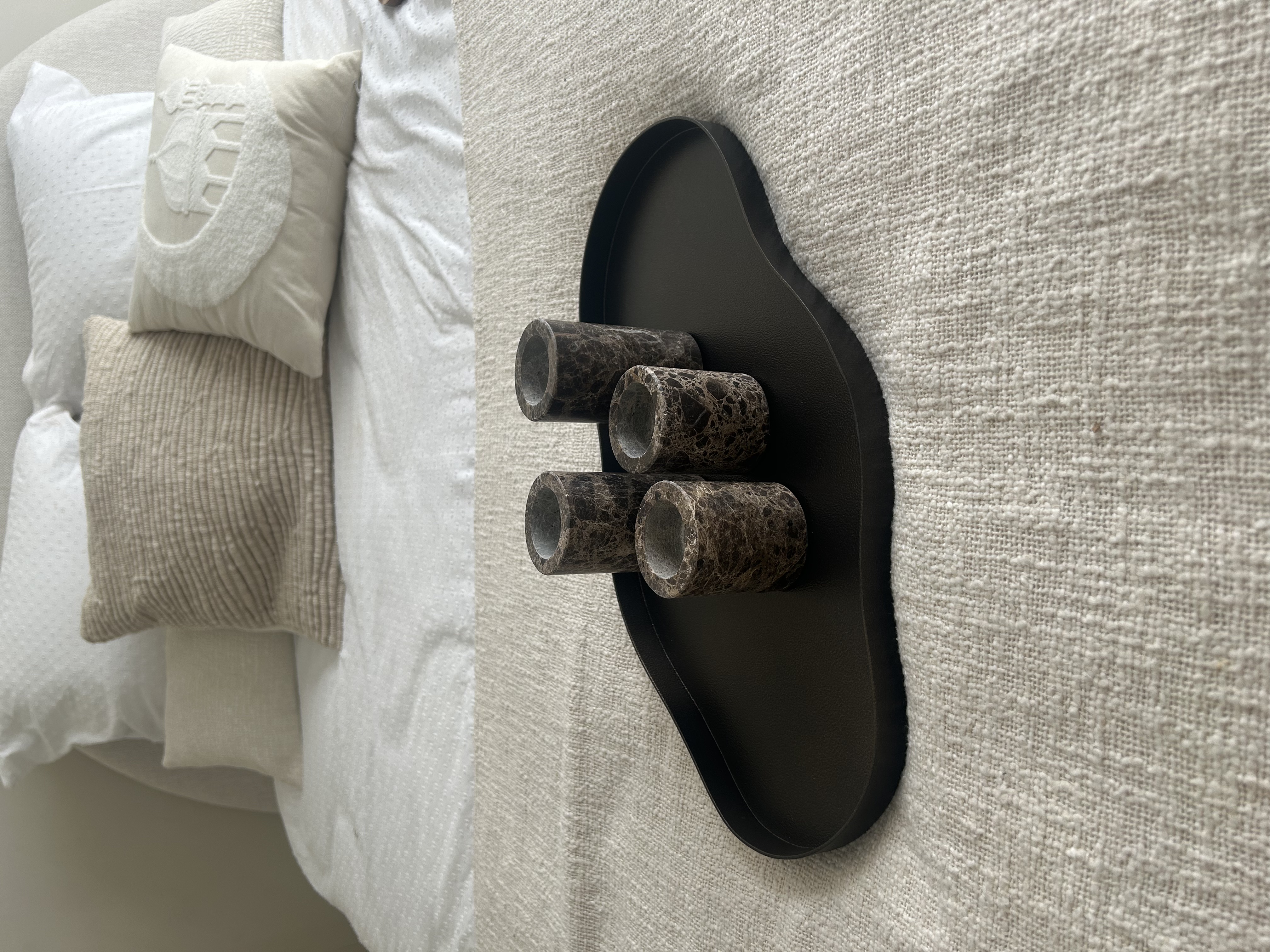 Artisan Marmer Waxinelichthouder - Elegante Bruine Natuursteen - Groot