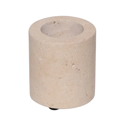 Travertijn Waxinelichthouder - Natuurlijke Elegantie - Medium