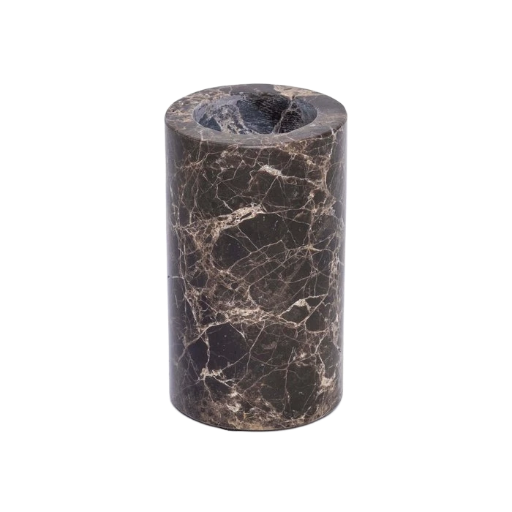 Artisan Marmer Waxinelichthouder - Elegante Bruine Natuursteen - Groot