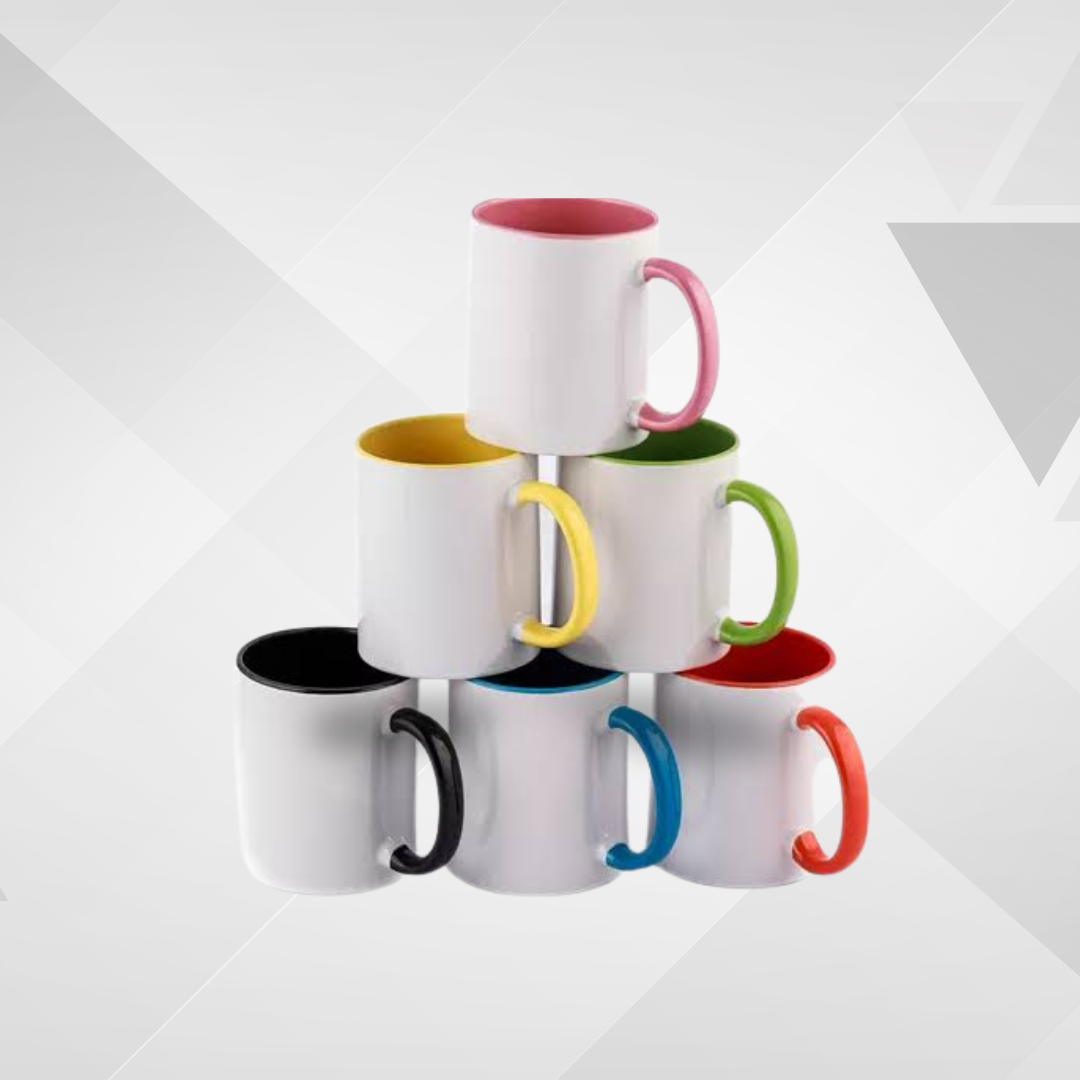 Canecas de Porcelana com alça e interior coloridos