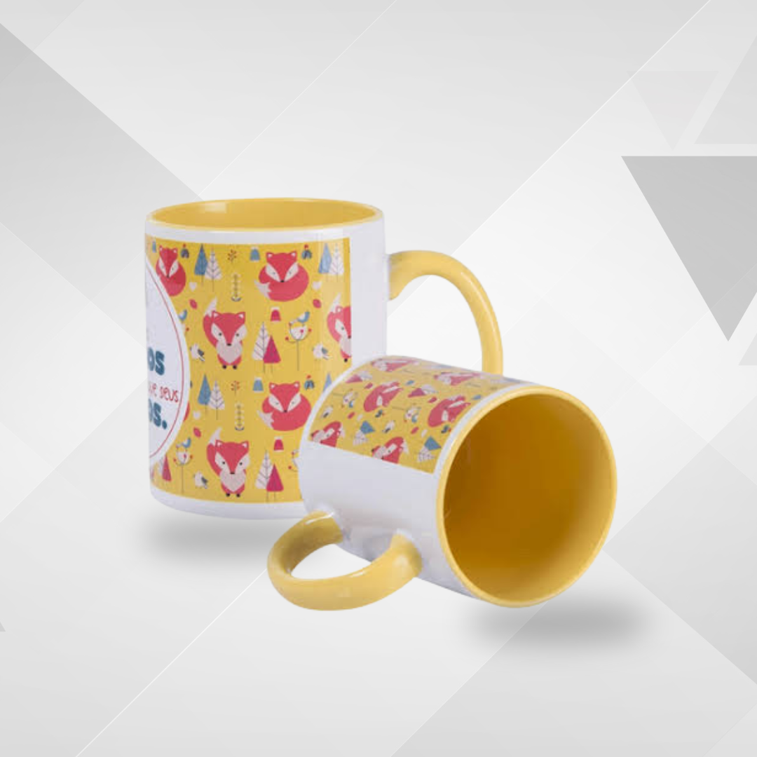 Canecas de Porcelana com alça e interior coloridos