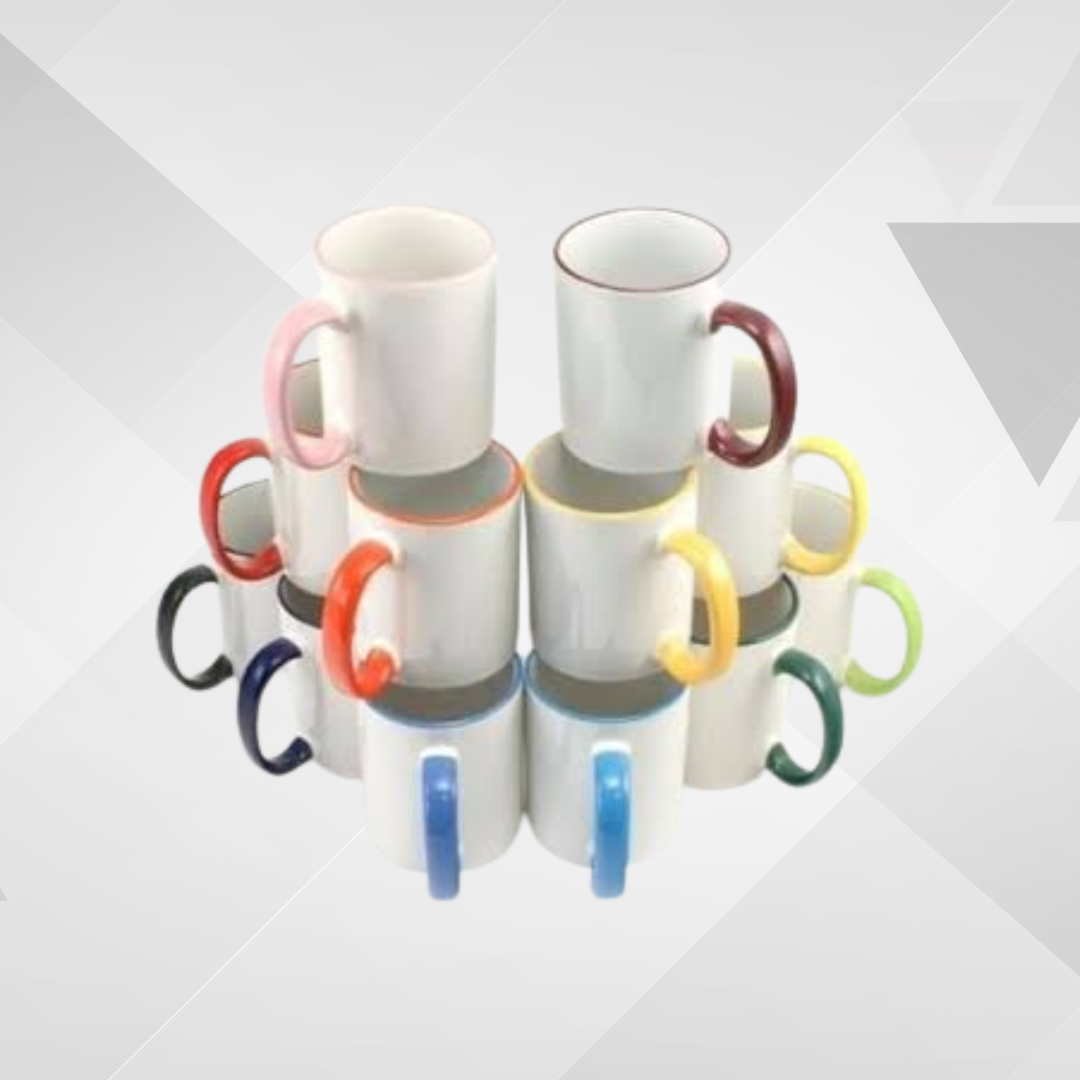 Canecas de Porcelana com alça colorida