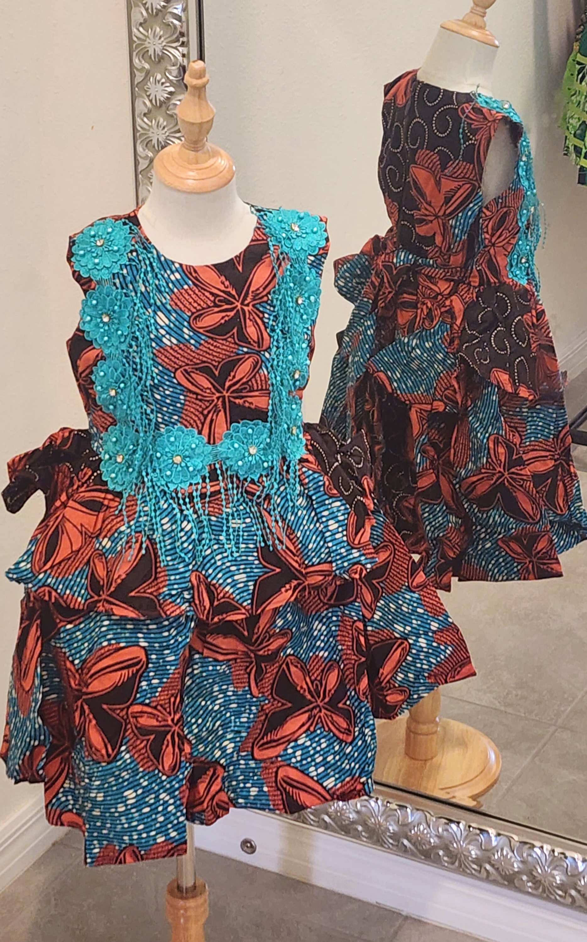 Lace Applique Ankara Girl’s Dress - GBEMI