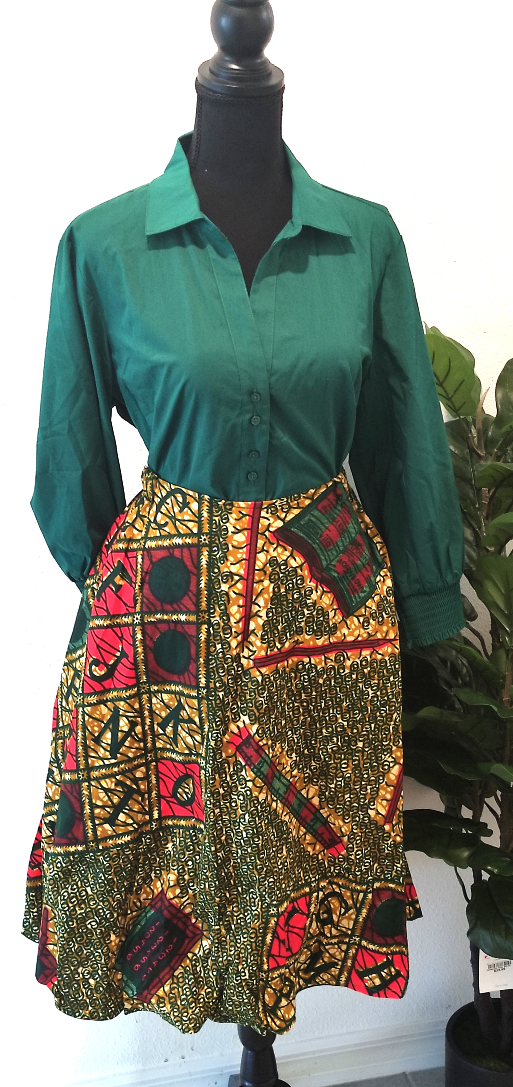 Green Floral Print Skirt