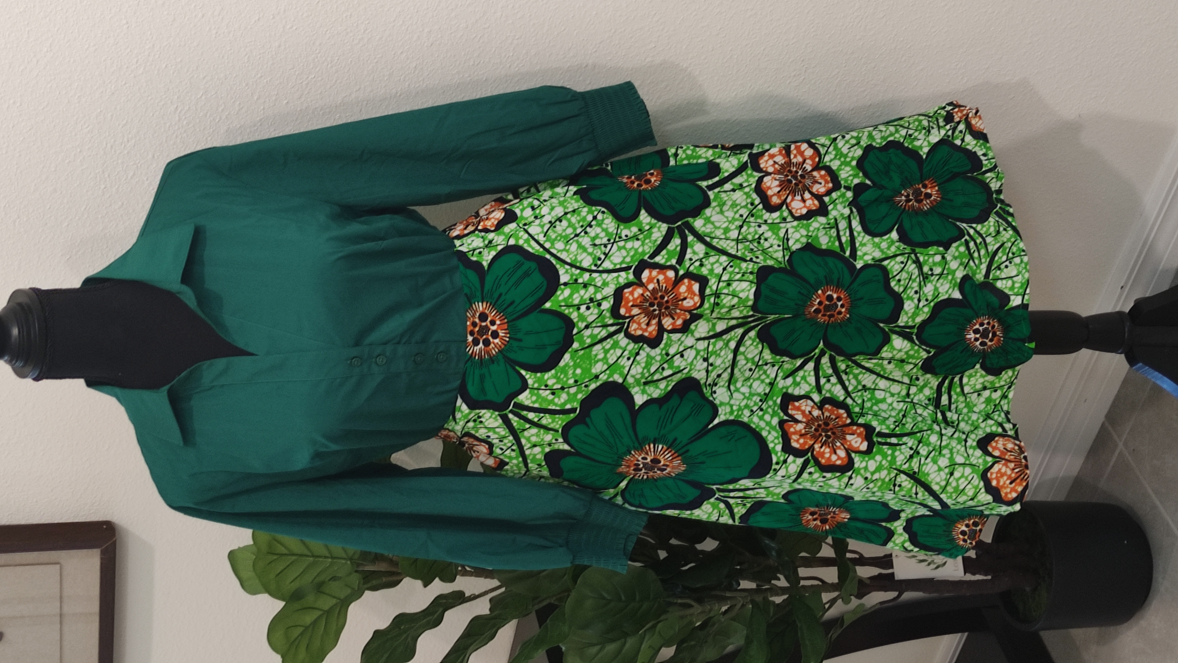 Green Floral Print Skirt