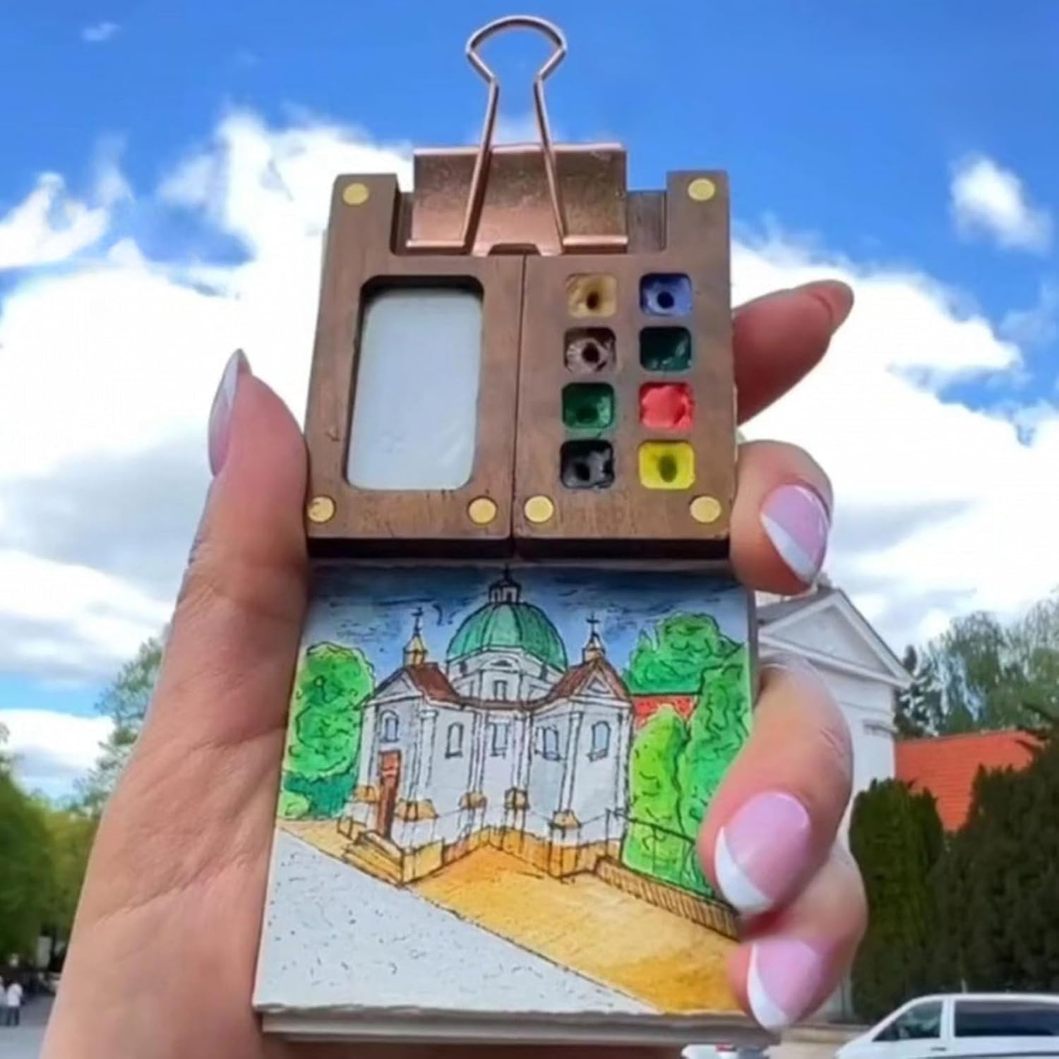 Miniature Wooden Watercolor Palette