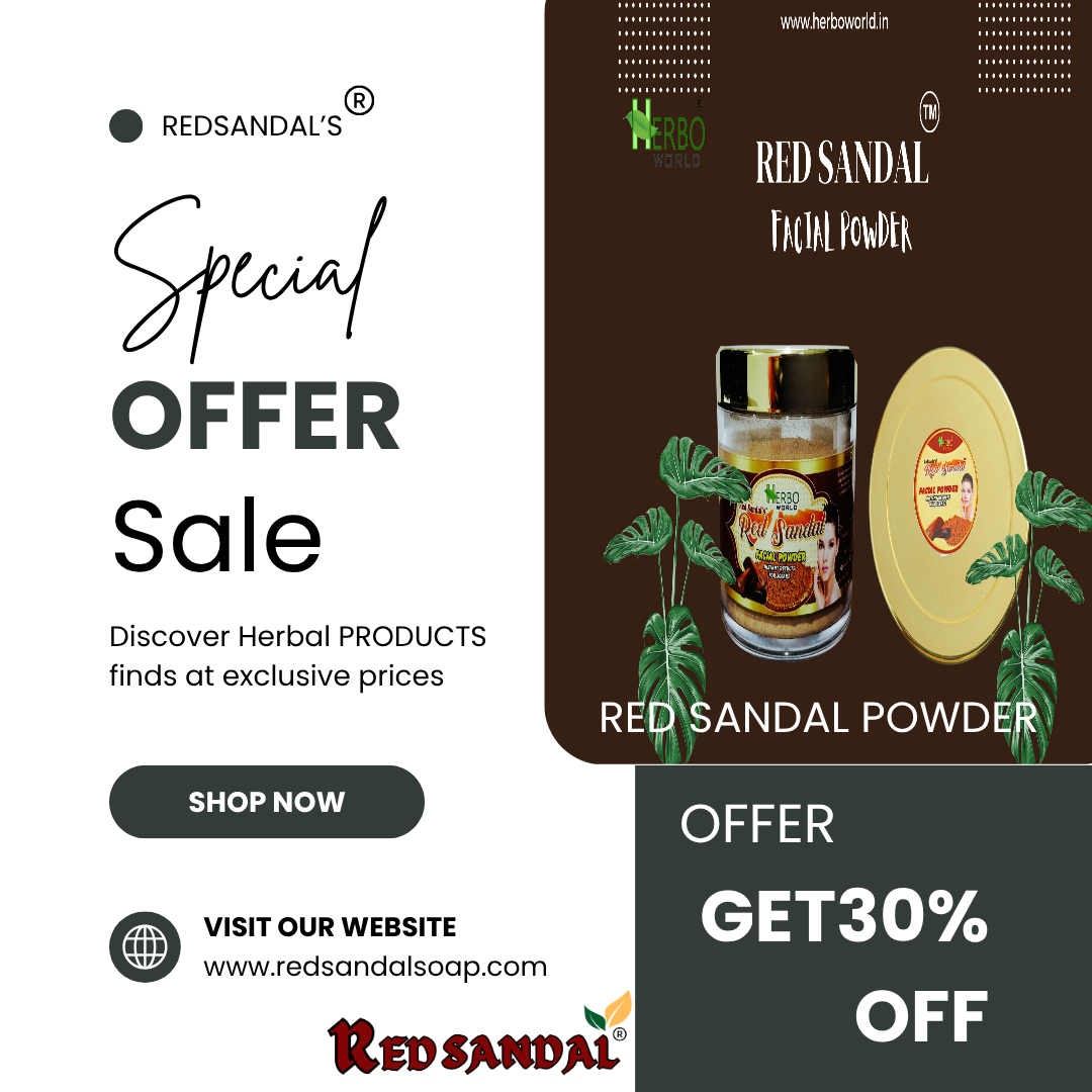 Raju's Herbal Handmade Essentials -  Herbo World® Red Sandal Powder Glow - Facial Powder Pack