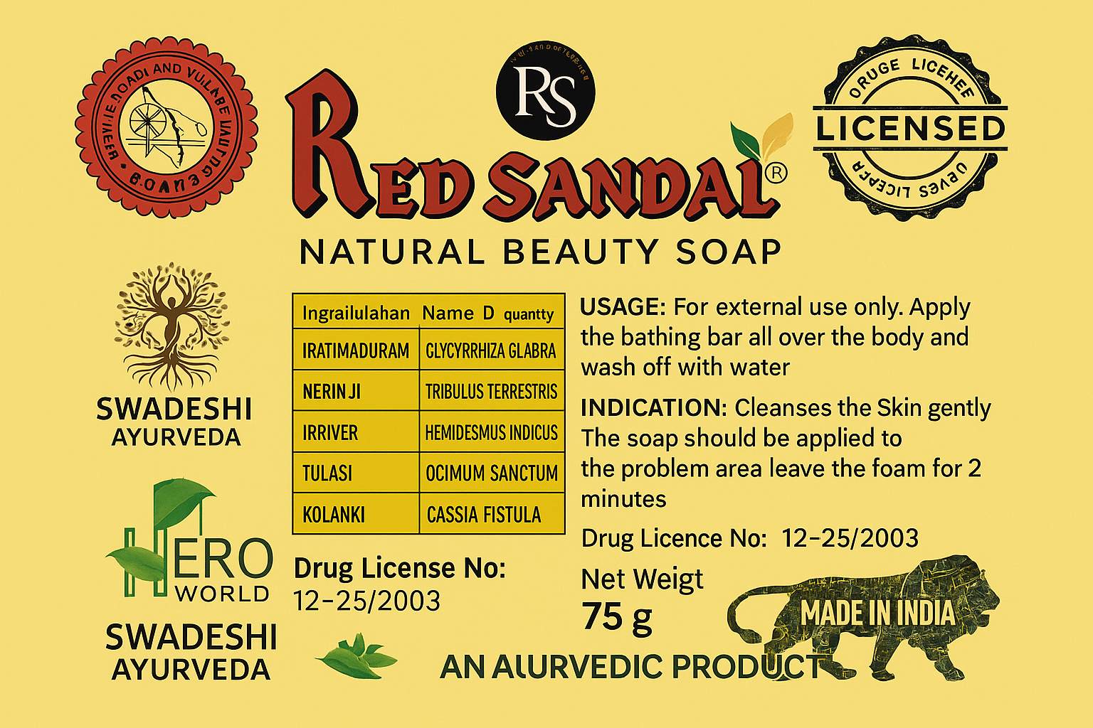 Raju's Herbal Handmade Essentials -  Herbo World® Red Sandal Powder Glow - Facial Powder Pack