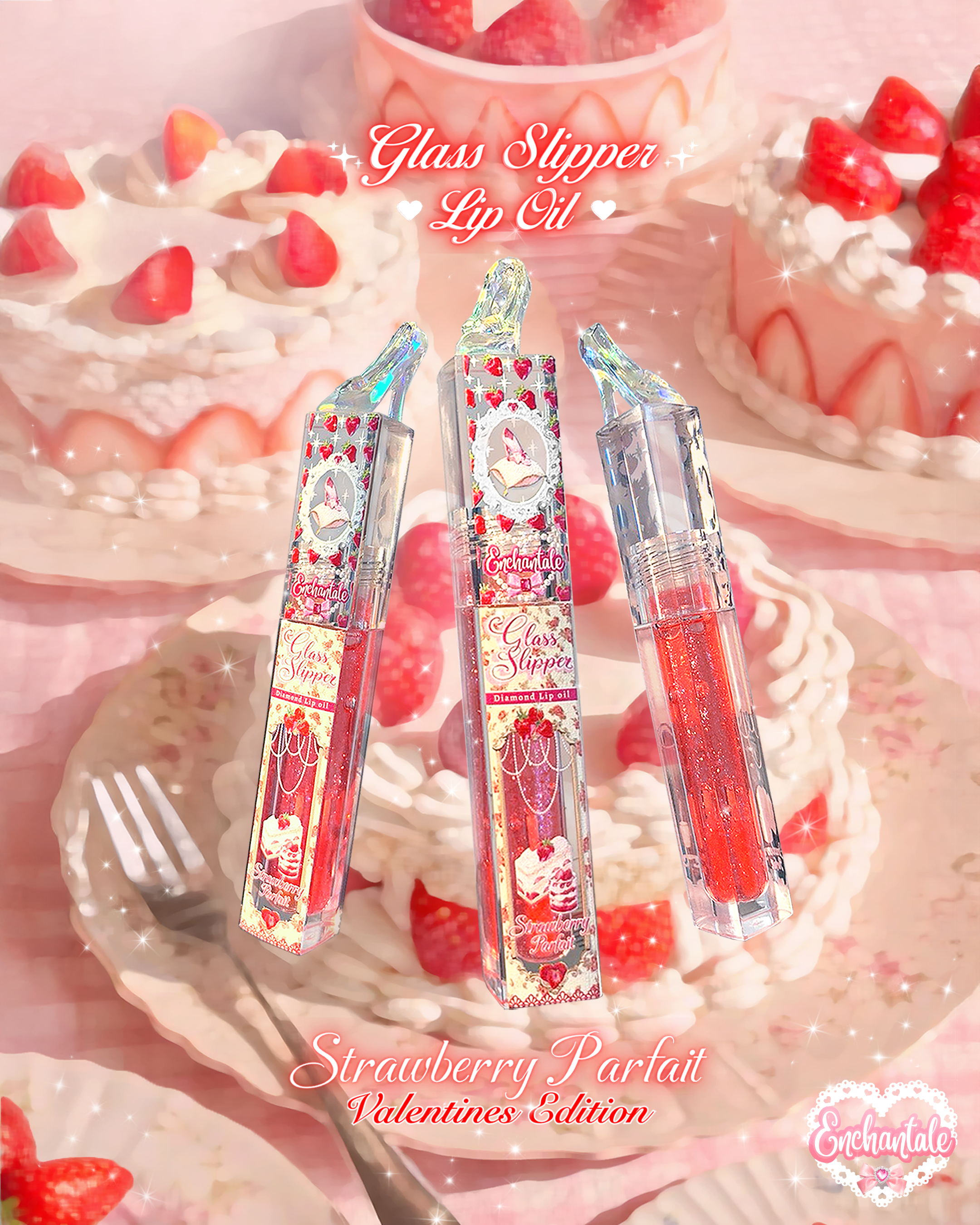  🍓Strawberry Parfait🍰 ✨ Glass Slipper Lip Oil