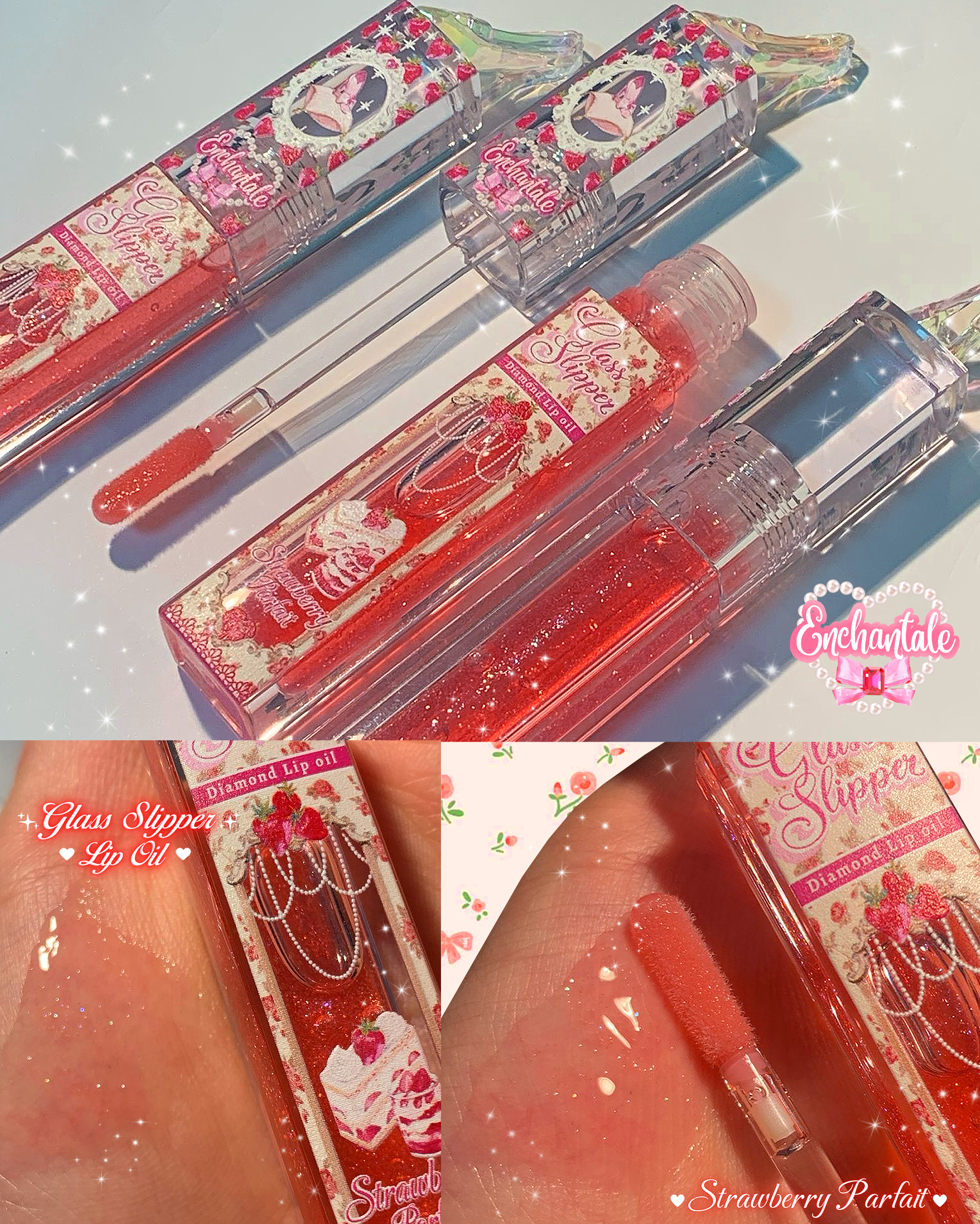  🍓Strawberry Parfait🍰 ✨ Glass Slipper Lip Oil