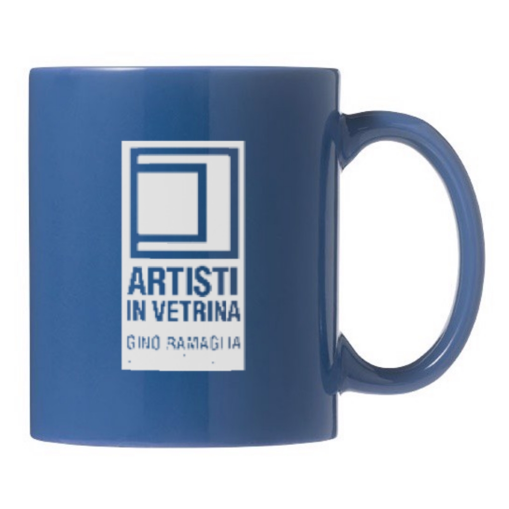 Tazza blu con logo Artisti in Vetrina