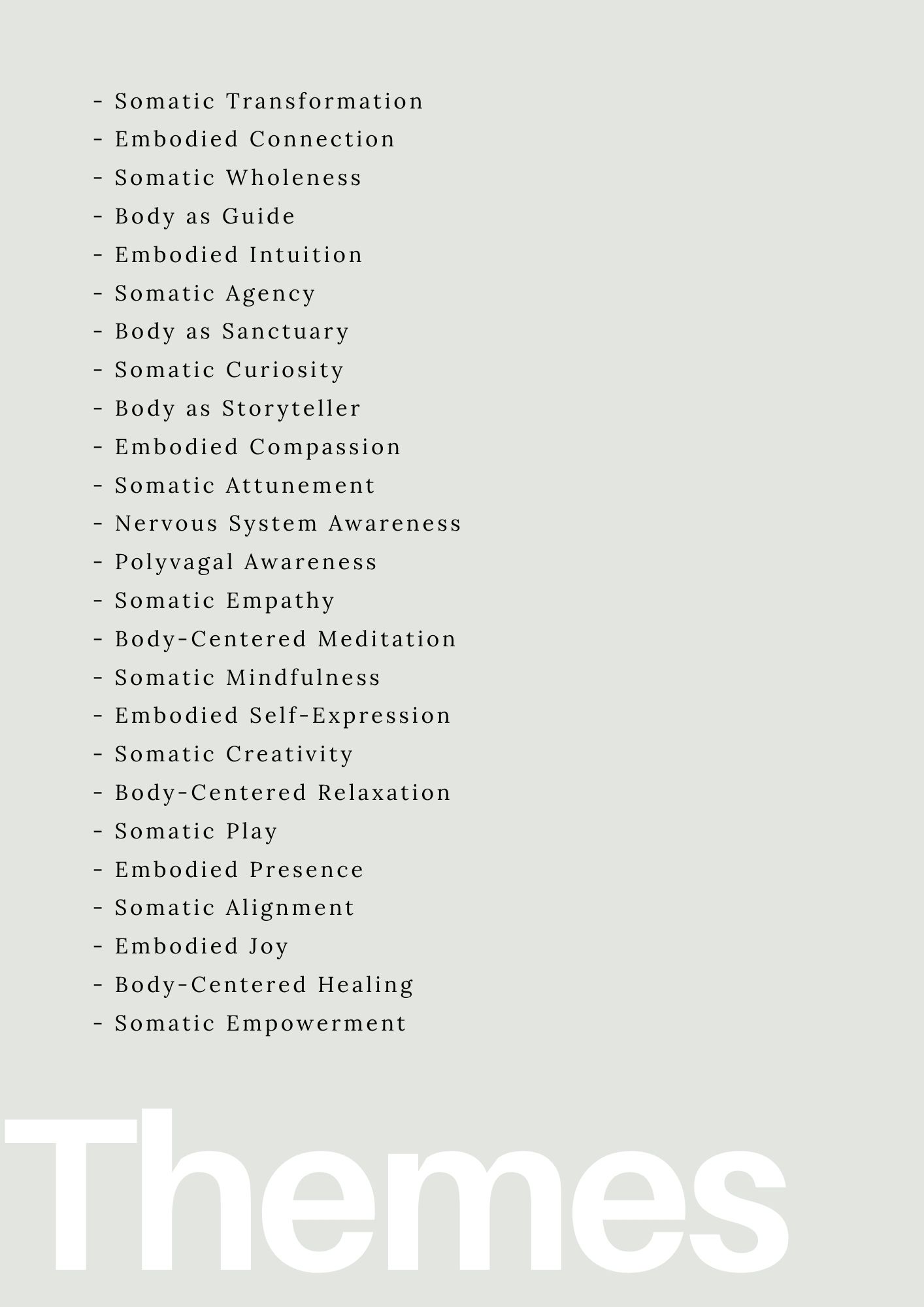 Mind Body Somatics Workbook