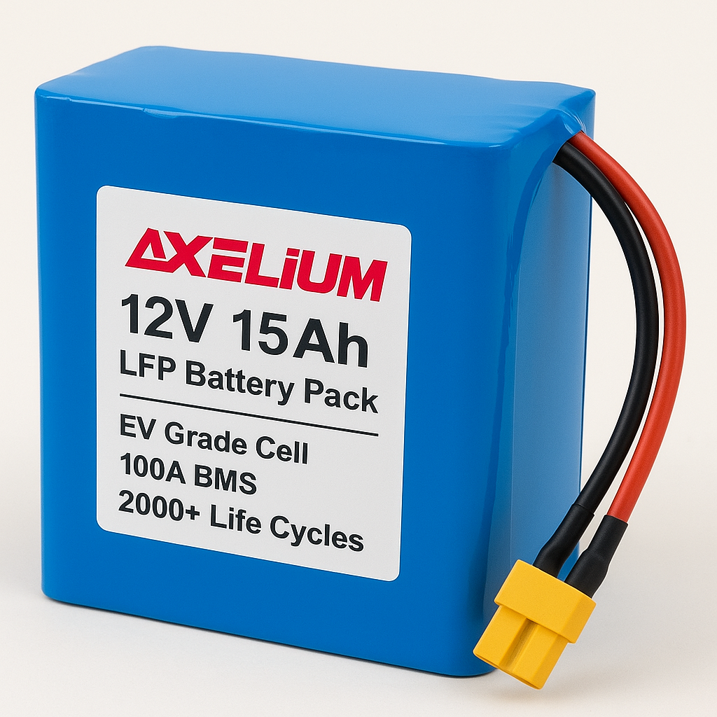 12V 15,000mAh(15Ah) Rechargeable Lithium-iron Phosphate LFP Battery Pack for Remote |DIY Projects | Toys | LED Lights & other electronics applications