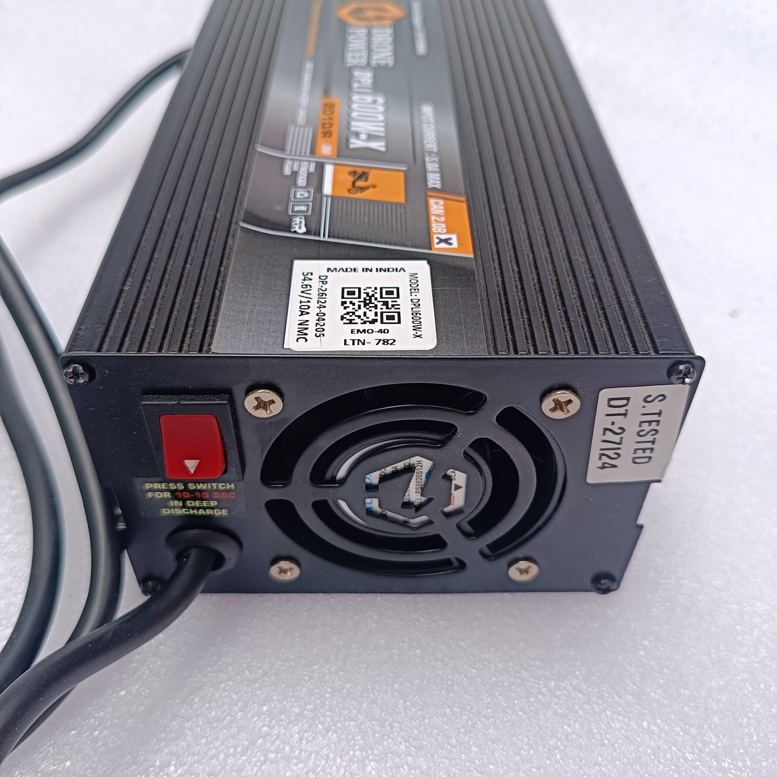 Drone Power 48 Volt 10A EV Lithium Battery Charger for Electric Scooters, E-Rickshaw, Toto (54.6V)
