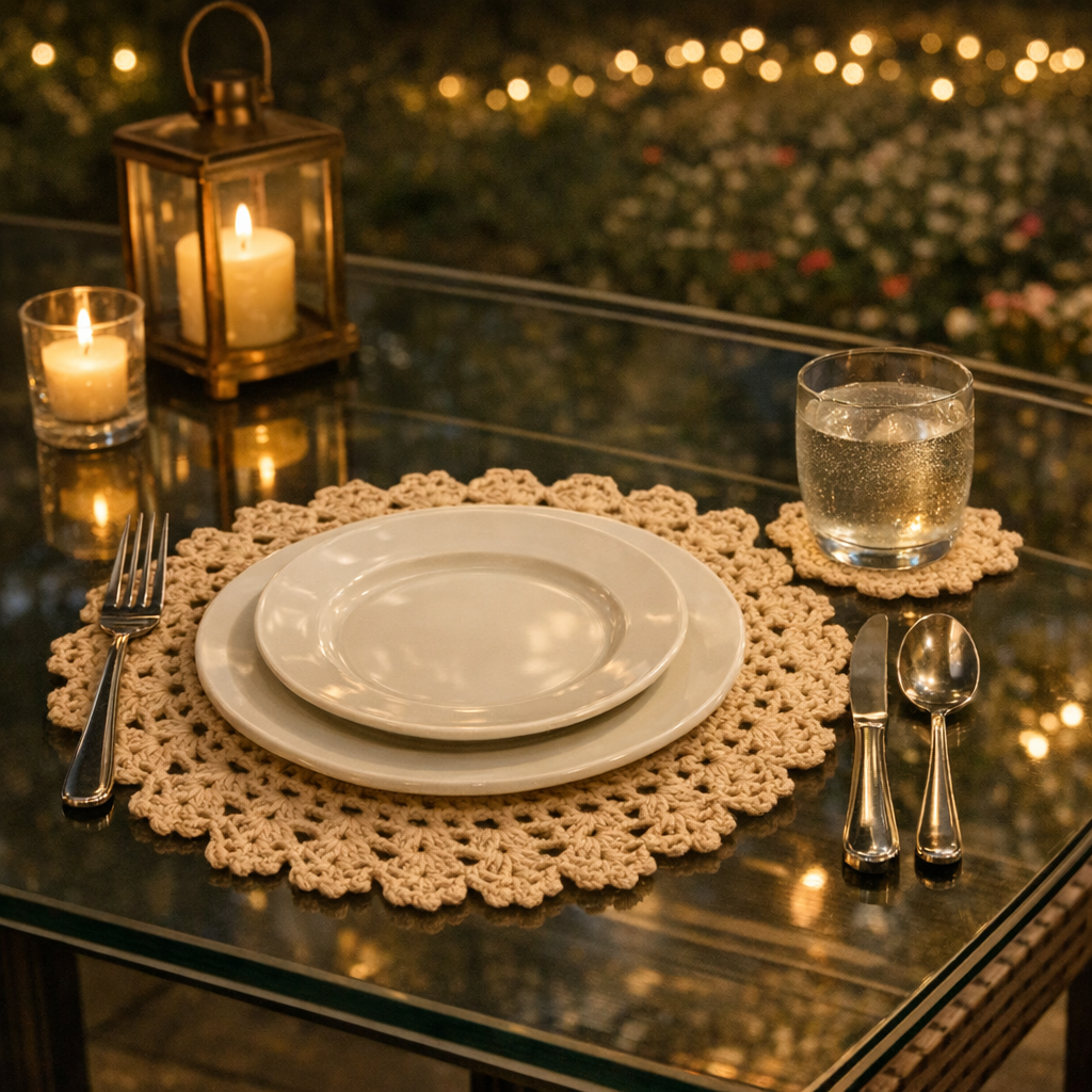 Jogo de Sousplat Renda em Flor