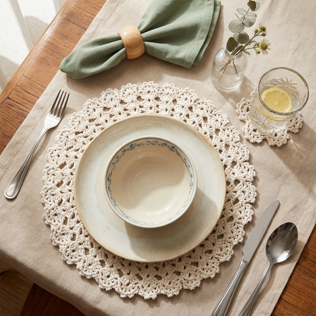 Jogo de Sousplat Renda em Flor