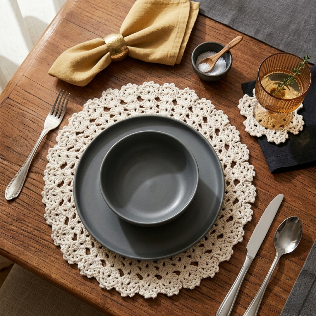 Jogo de Sousplat Renda em Flor