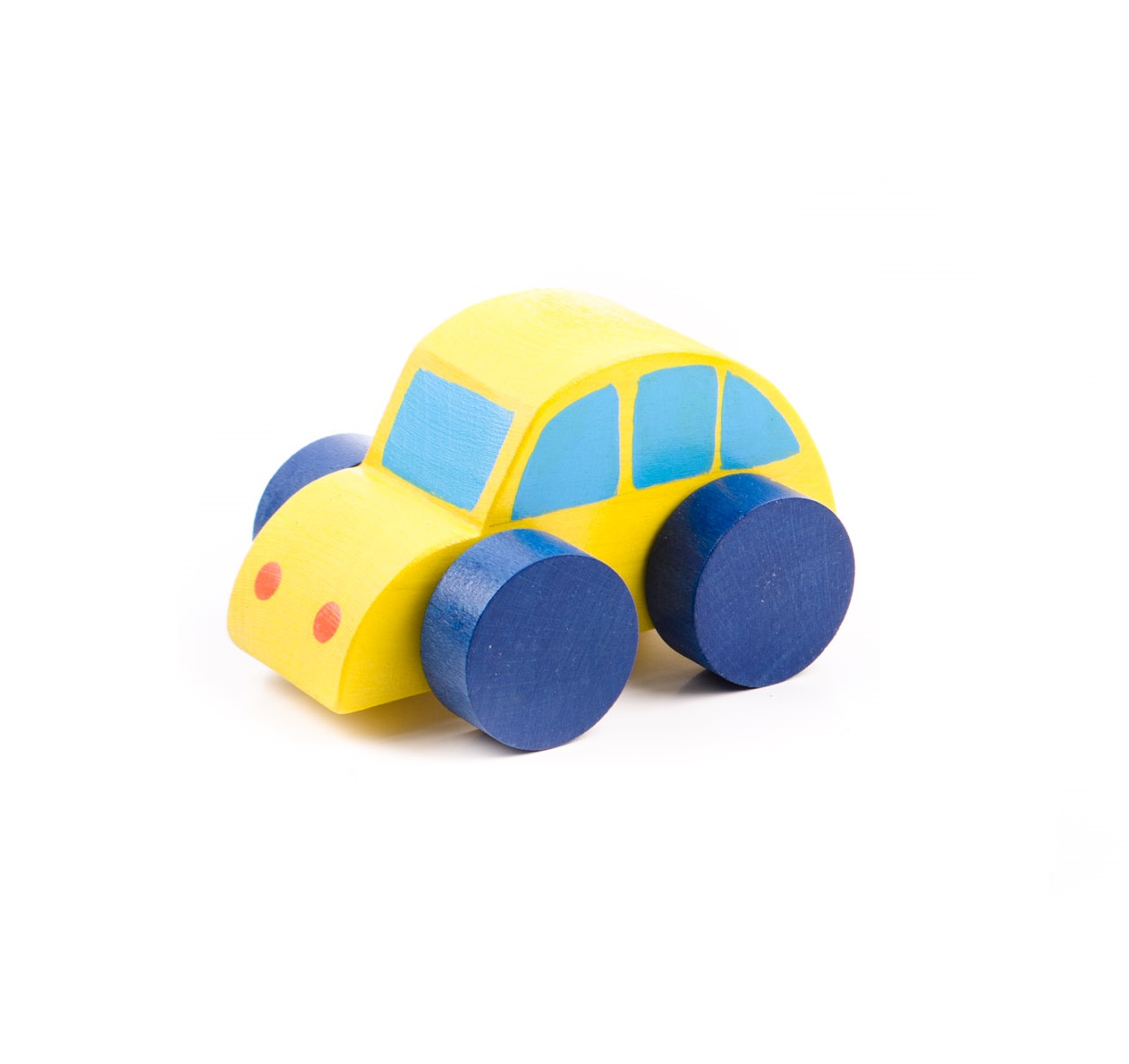 Medinis geltonas automobiliukas