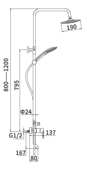 Ducha Forma externa con duchador black