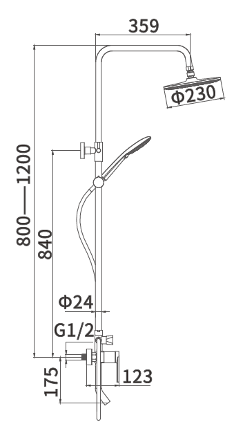 Ducha Forma externa con duchador chrome