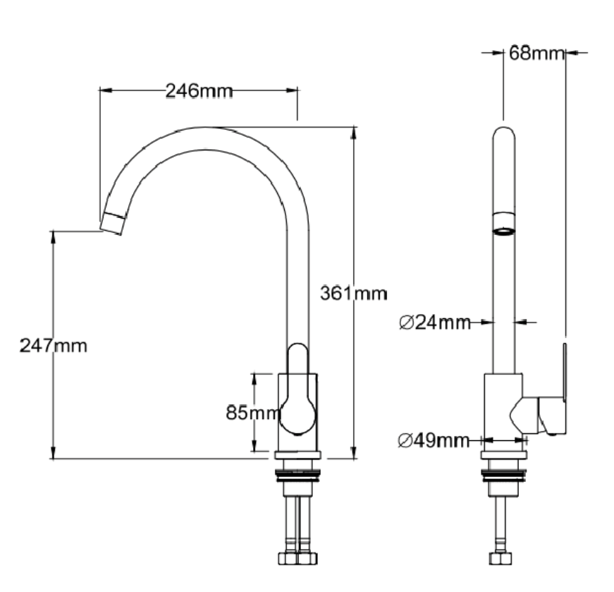 Grifo de cocina Forte - gun metal