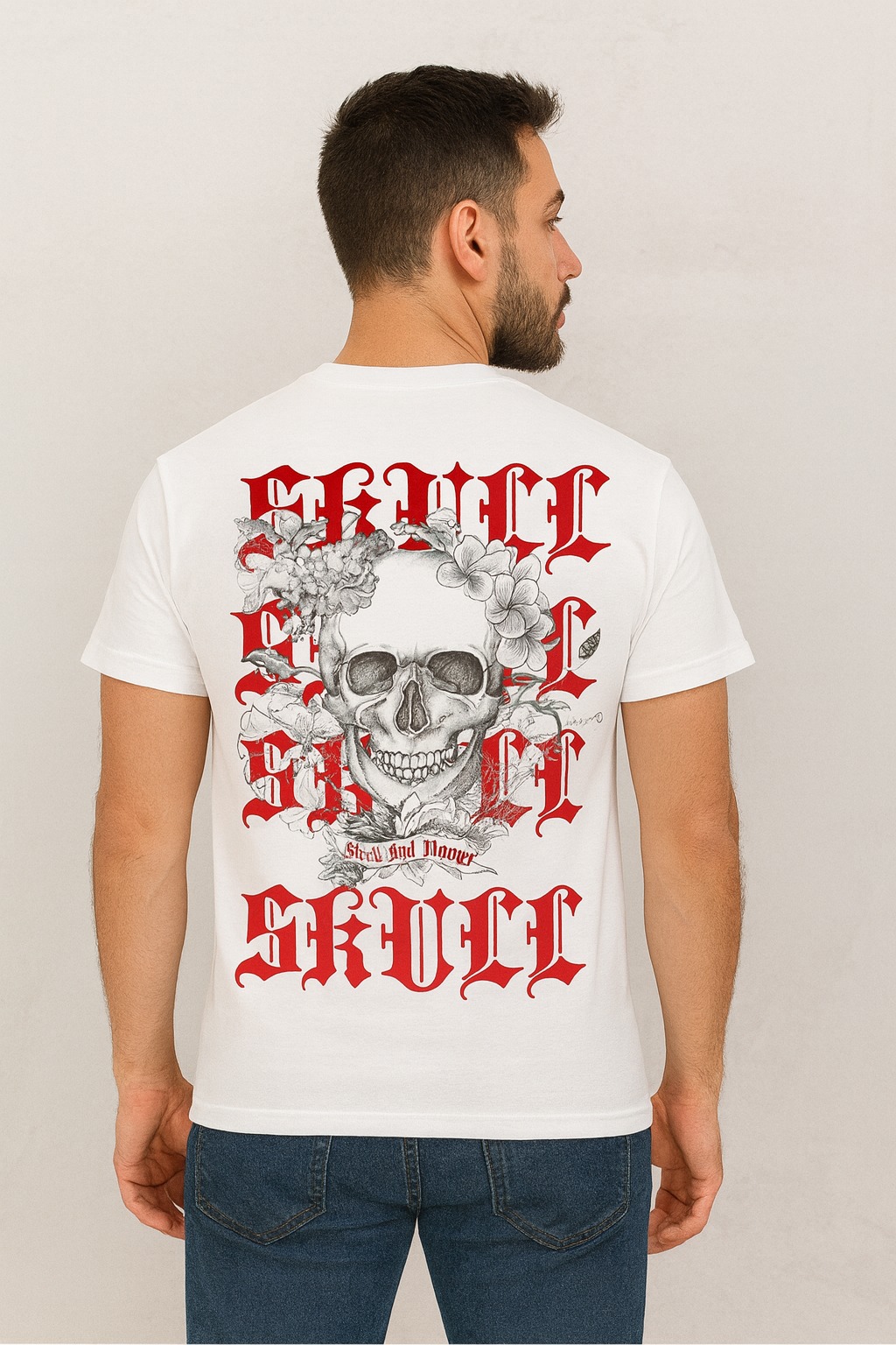 T-shirt Skull and Flowers