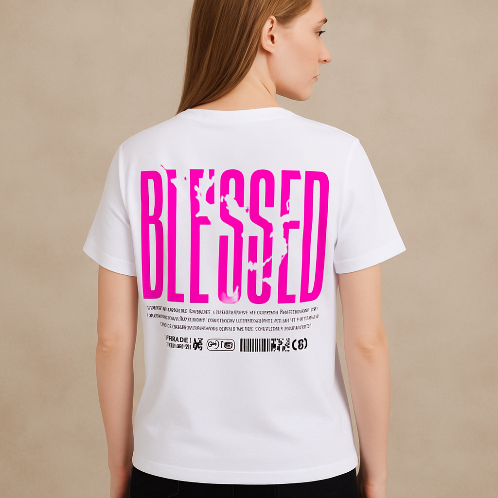 T-shirt 'Blessed' blanc