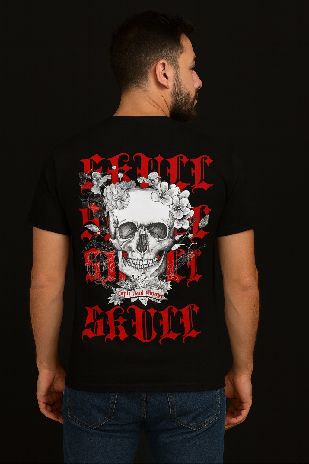 T-shirt Skull and Flowers