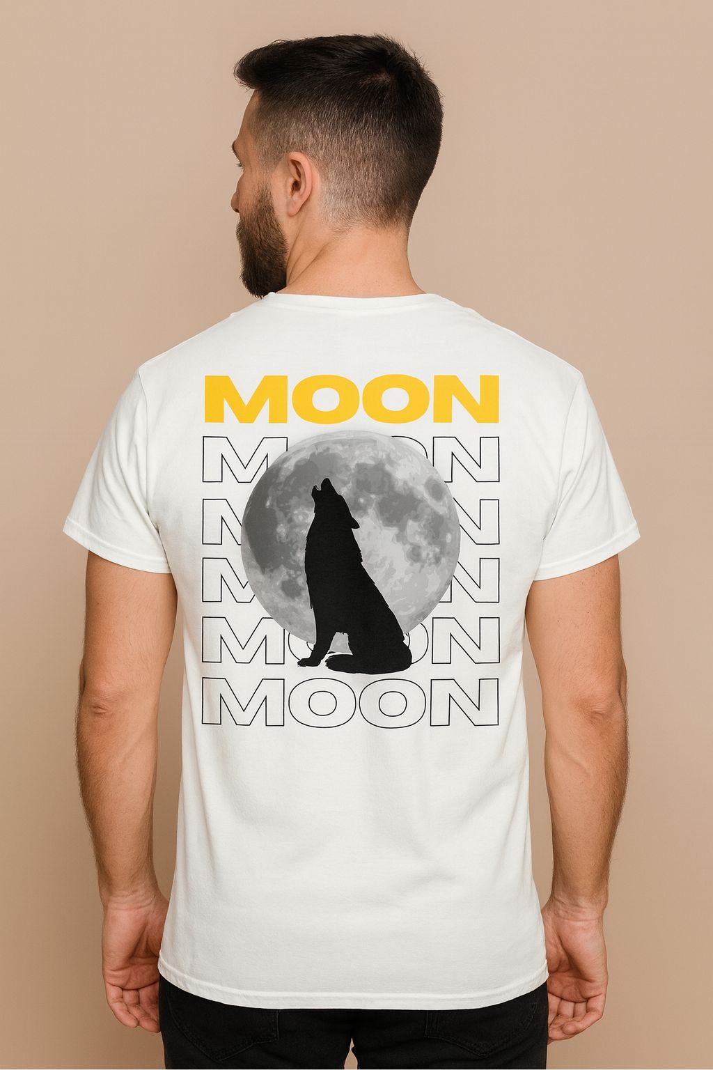 T-shirt motif loup et lune