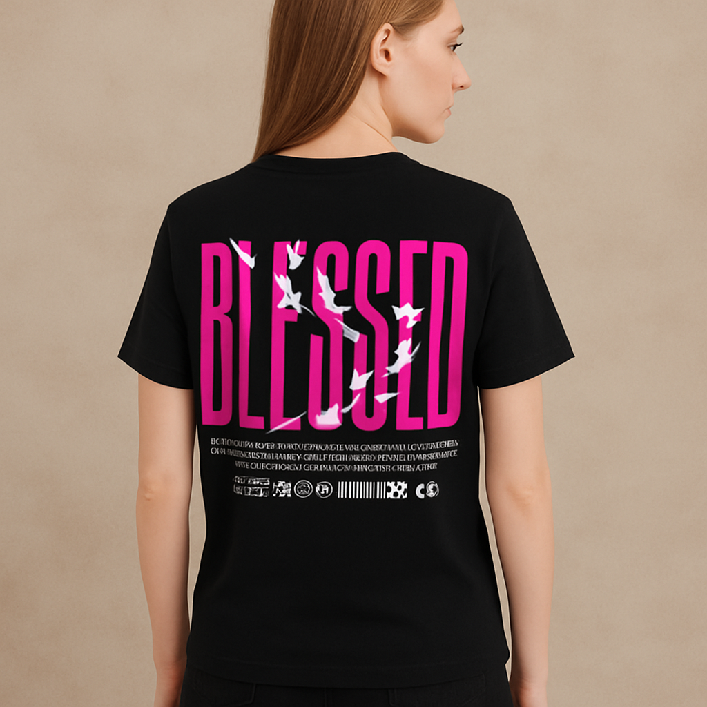 T-shirt 'Blessed' blanc