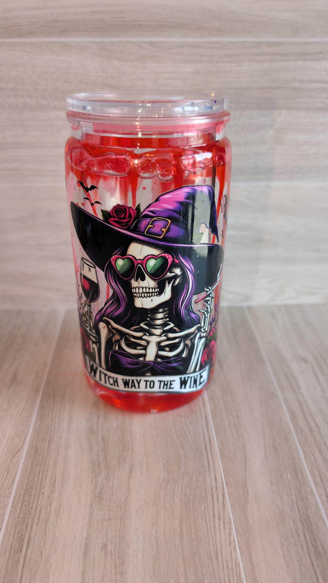 9.Witch-Themed Skeleton Snowglobe Tumbler