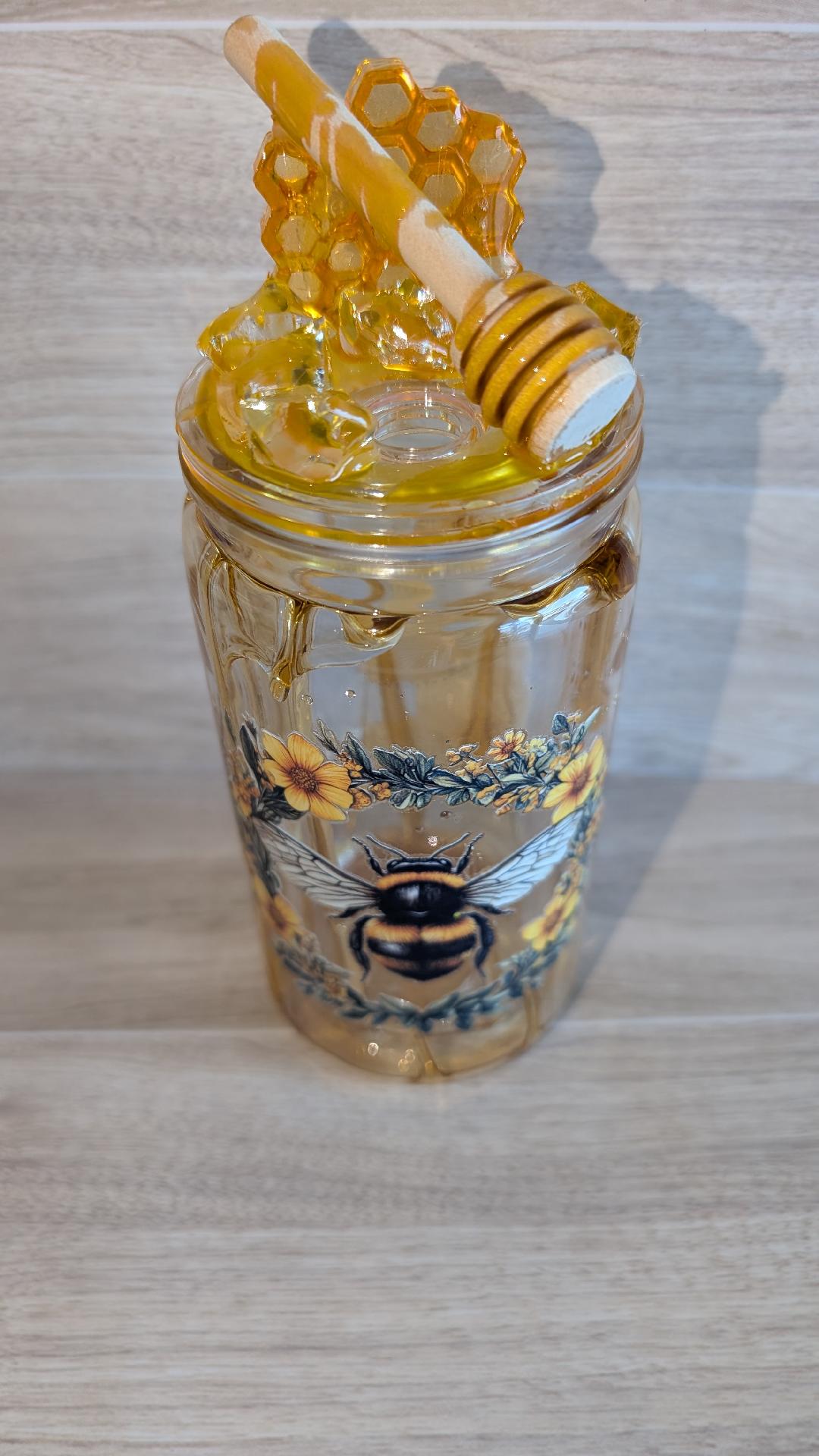 40. Bee-Themed Honey Acrylic Tumbler