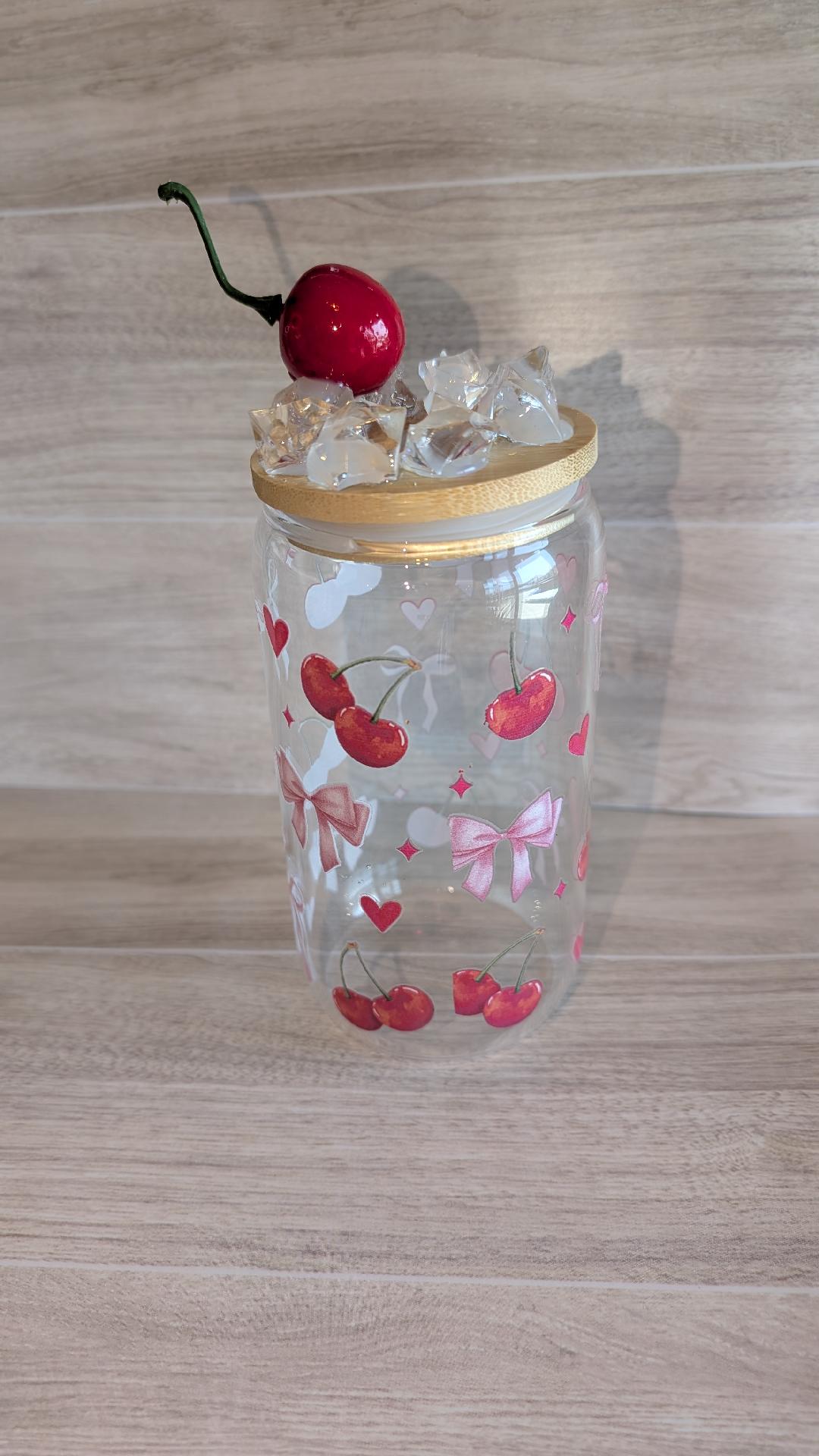 47.Cherry Pattern Glass tumbler