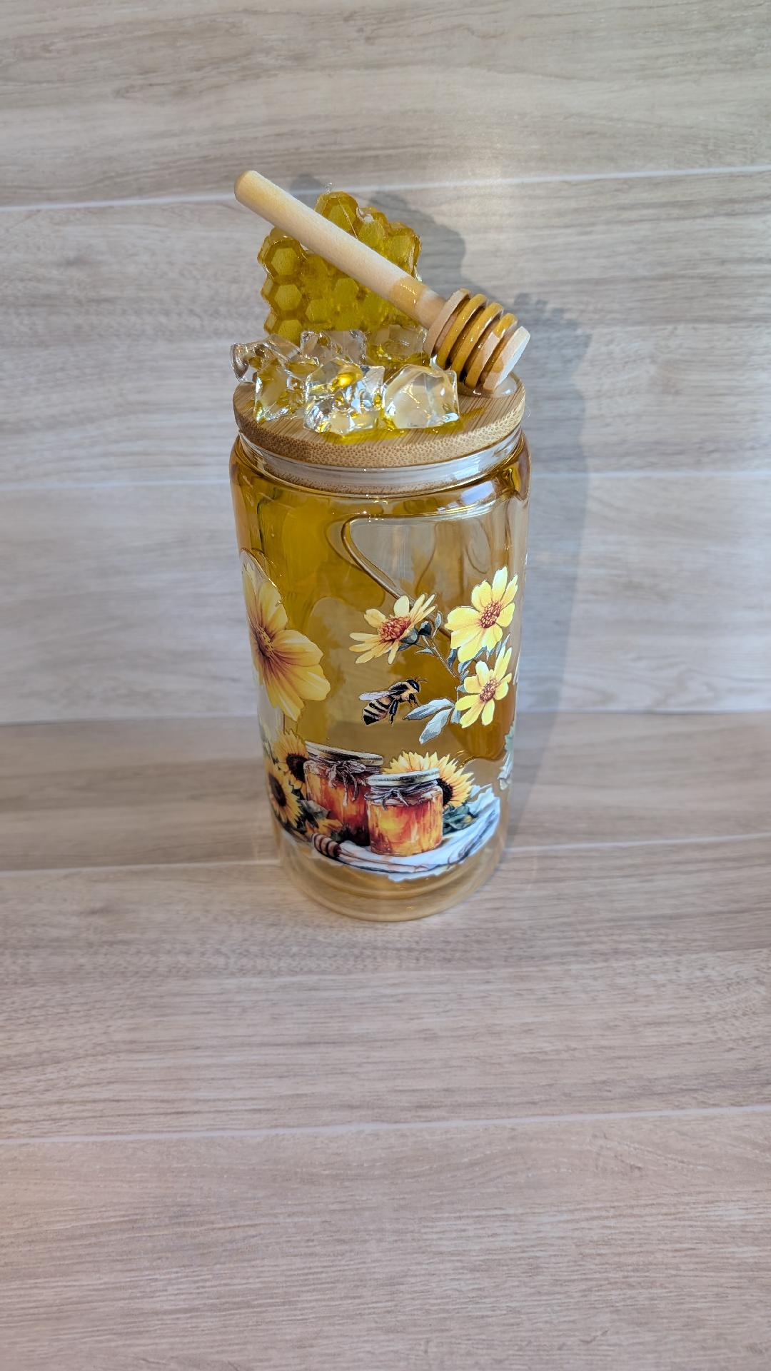 42. Glass Honey decorative snowglobe tumbler