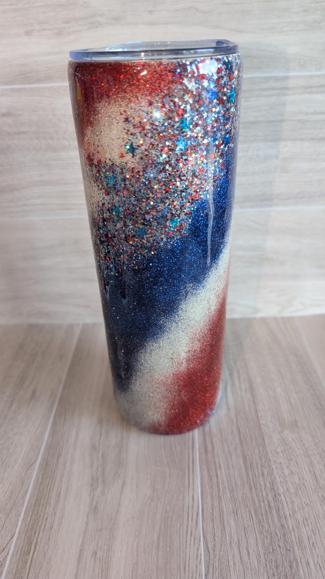 32.Patriotic Glitter Tumbler