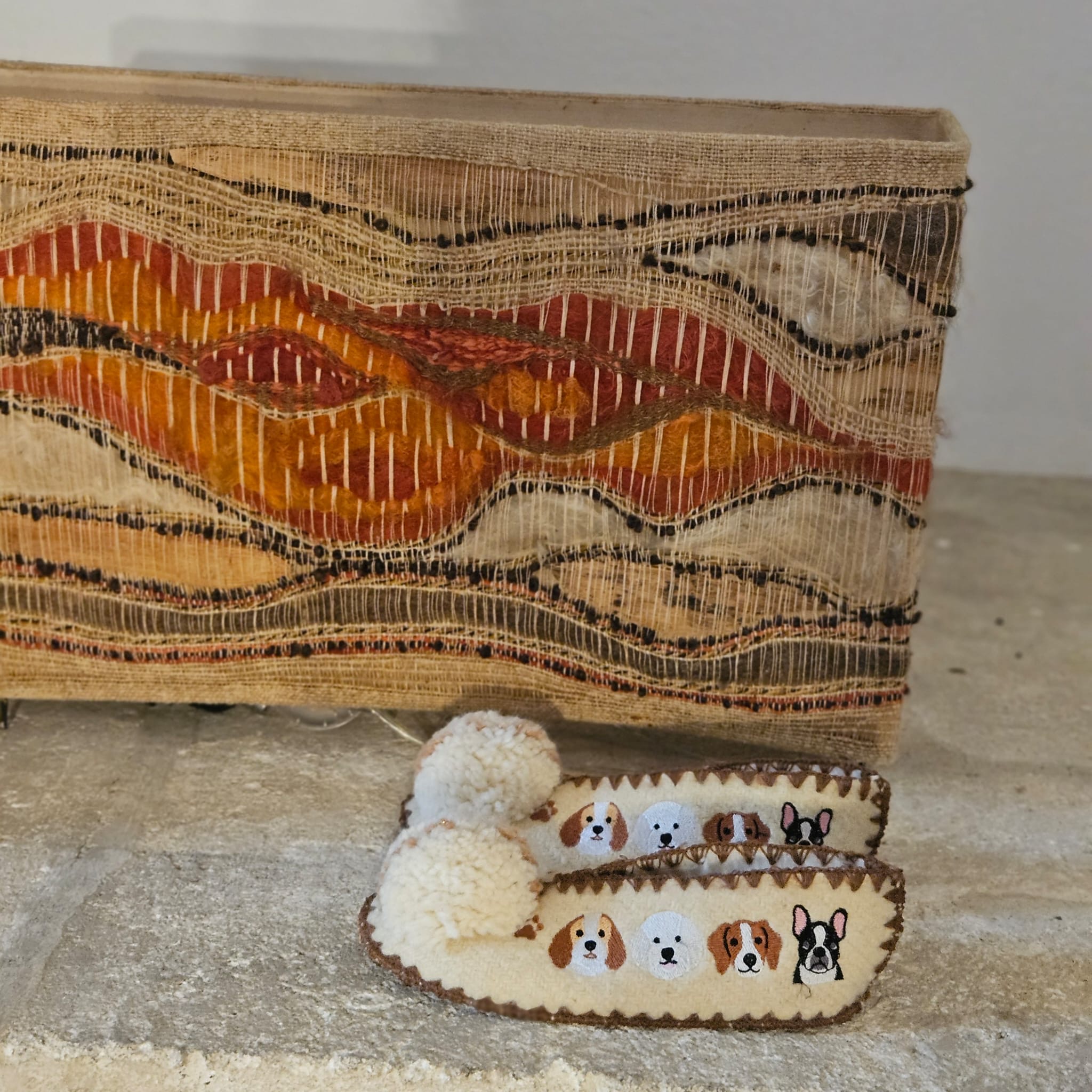 Chaussons  avec motif chiens brodés