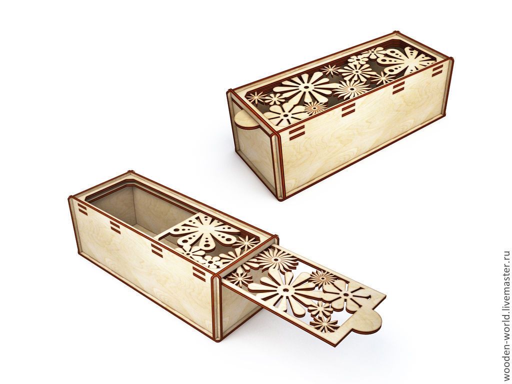Wooden laser-cut floral box