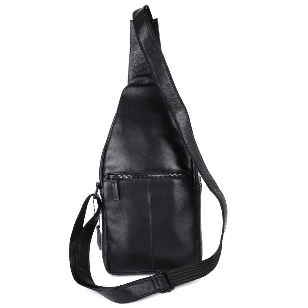 Black Leather Crossbody Sling Bag