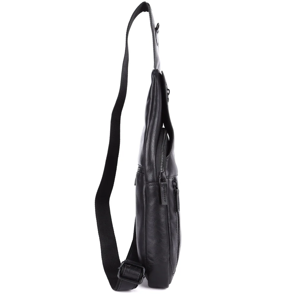 Black Leather Crossbody Sling Bag