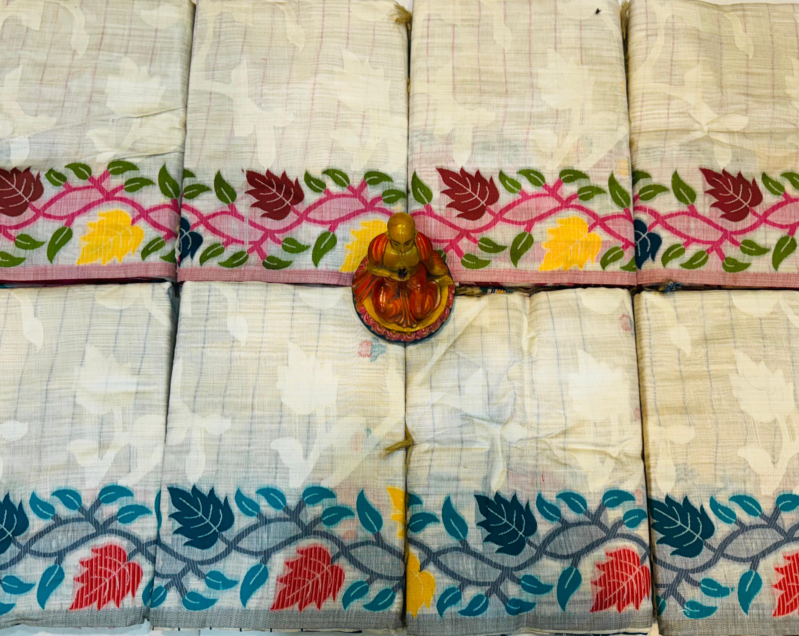 Tassar Jamdani Saree – All-Over Self Weave
