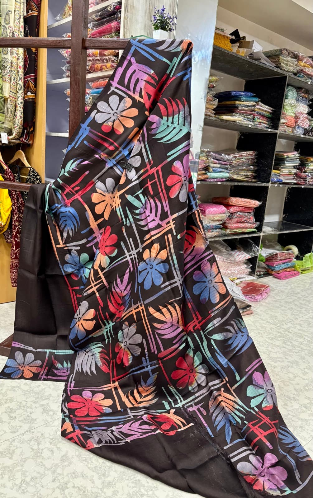 ShaajBari Pure Silk Wax Batik Painted Saree