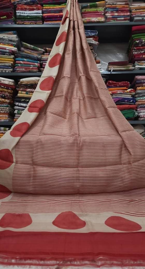Pure Bisnupur Silk Hand Block Printed Saree